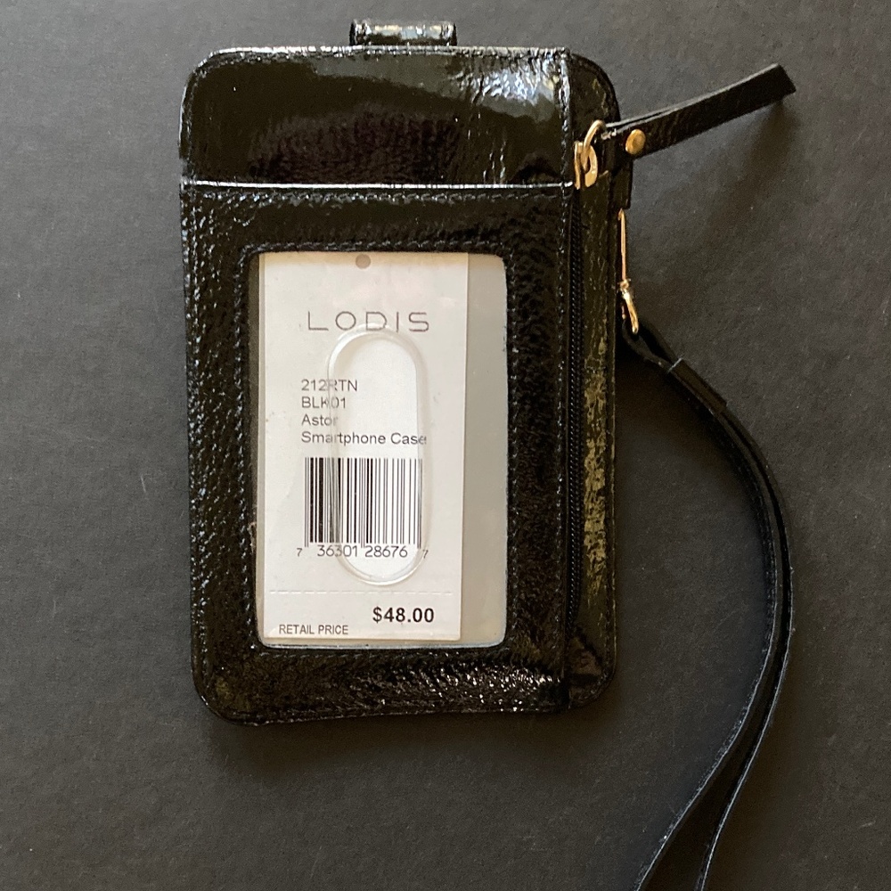 LODIS Astor Black Leather SmartPhone ID/Card Case/Wrist Strap/NEW/NEVER USED!
